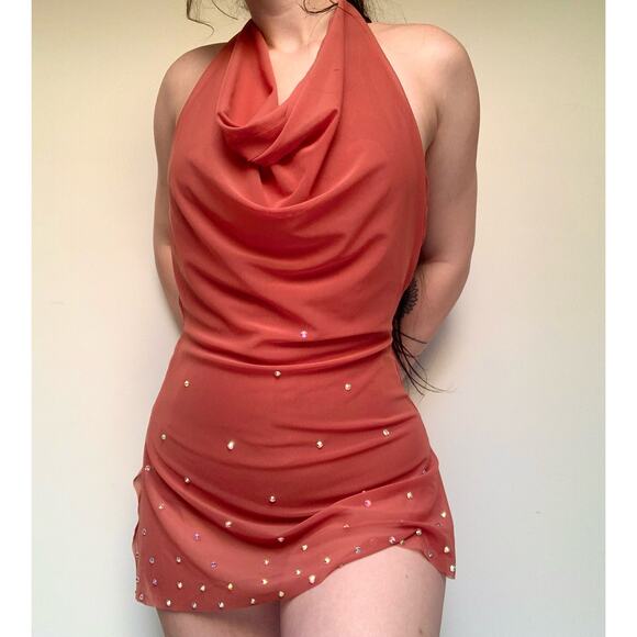 Balera Dresses & Skirts - Balera Dance Orange Sheer Mini Dress with Underneath Leotard Women's SZ Small